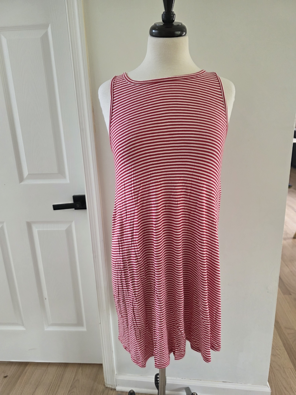 Faded Glory Red and White Striped Sleeveless Dress